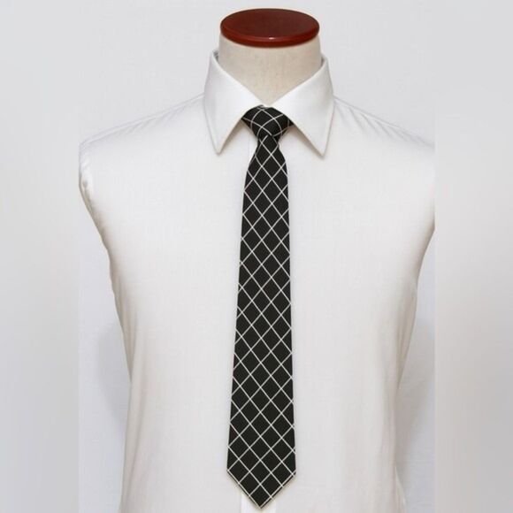 Vintage Burberry 100% Silk Made In Italy Men's Black Nova‎ Check Neck Tie Retro - Picture 1 of 6